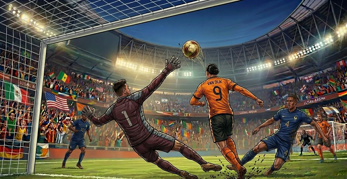 A header attempt on goal during a FIFA World Cup 2026 qualifier match