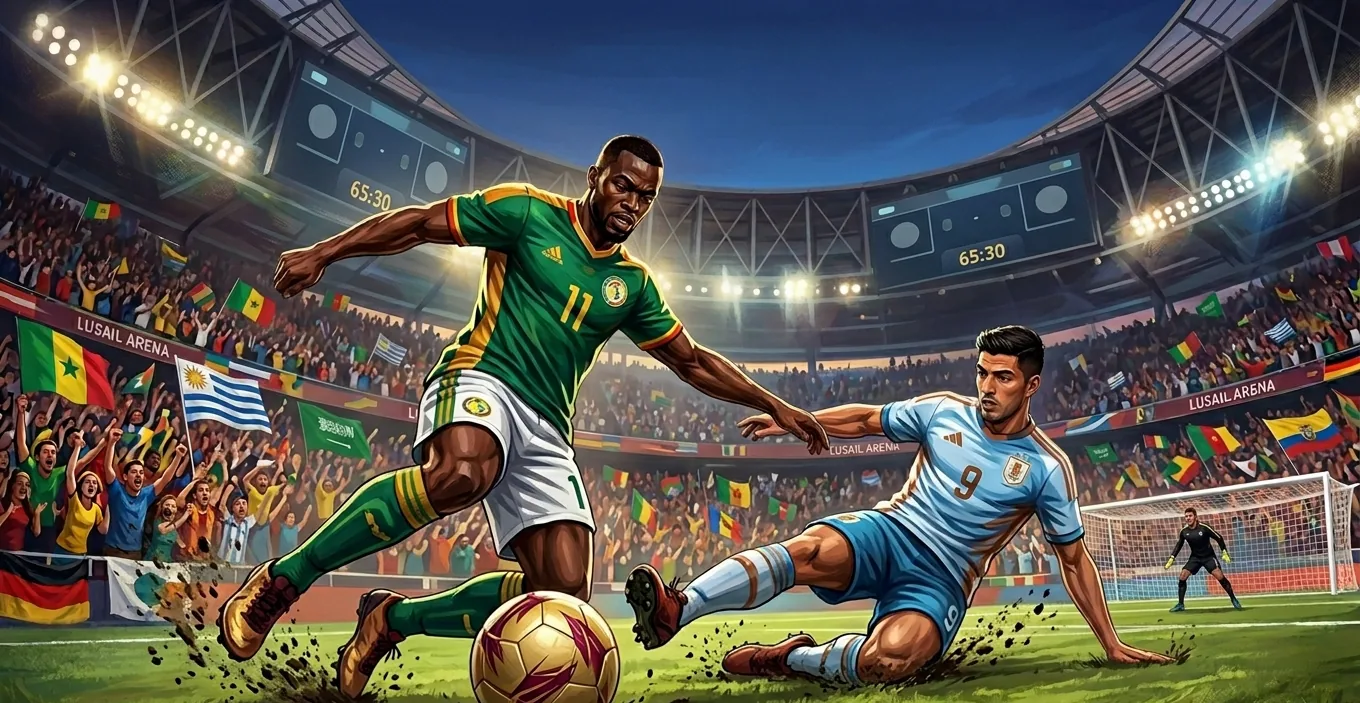 A sliding tackle on the wing during a FIFA World Cup qualifier